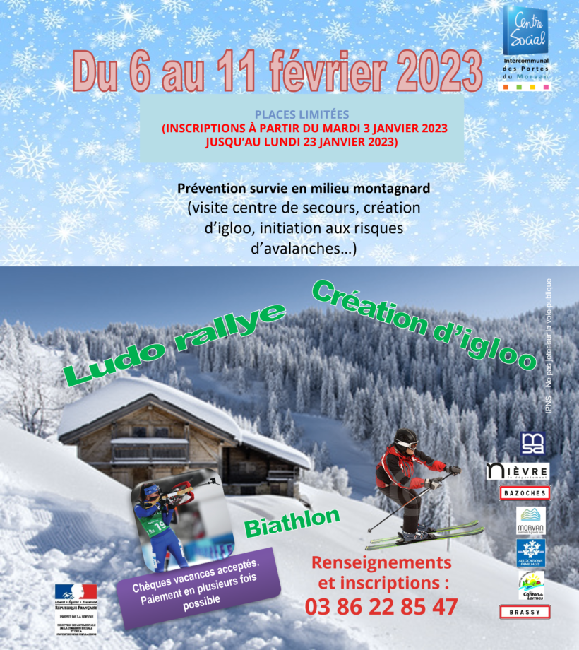 Affiche pour le camp de ski février 2023