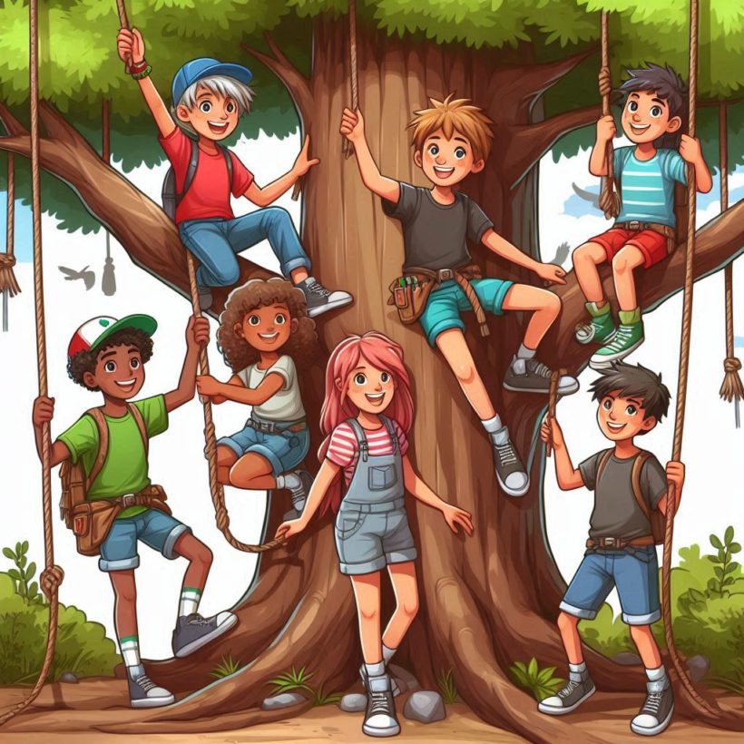 Des jeunes dans un arbre